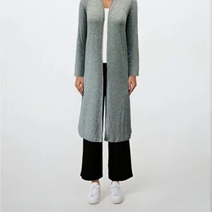 Elegant Heather Gray Long Cardigan